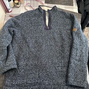 Orvis Brighton Quarter Zip Sherpa Fleece Sweater Marled Navy Mens L